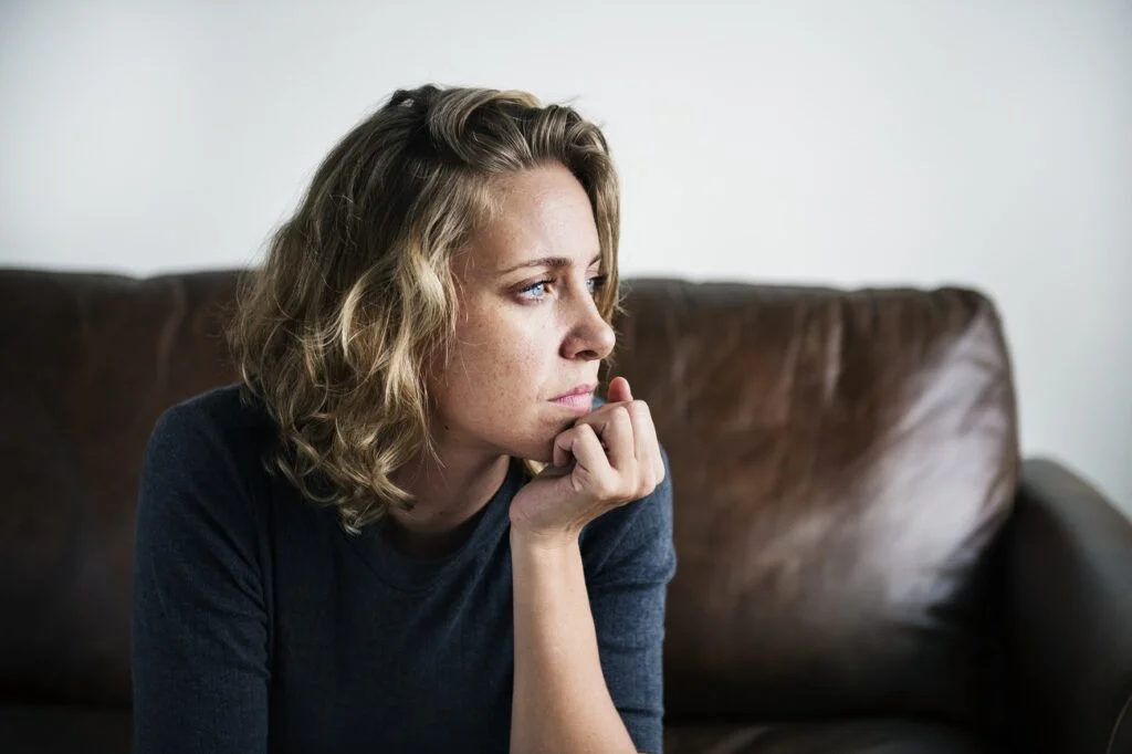 A woman looking anxious