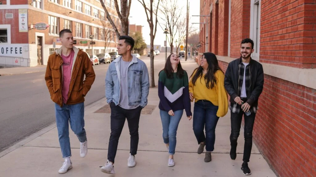 group of friends on the street