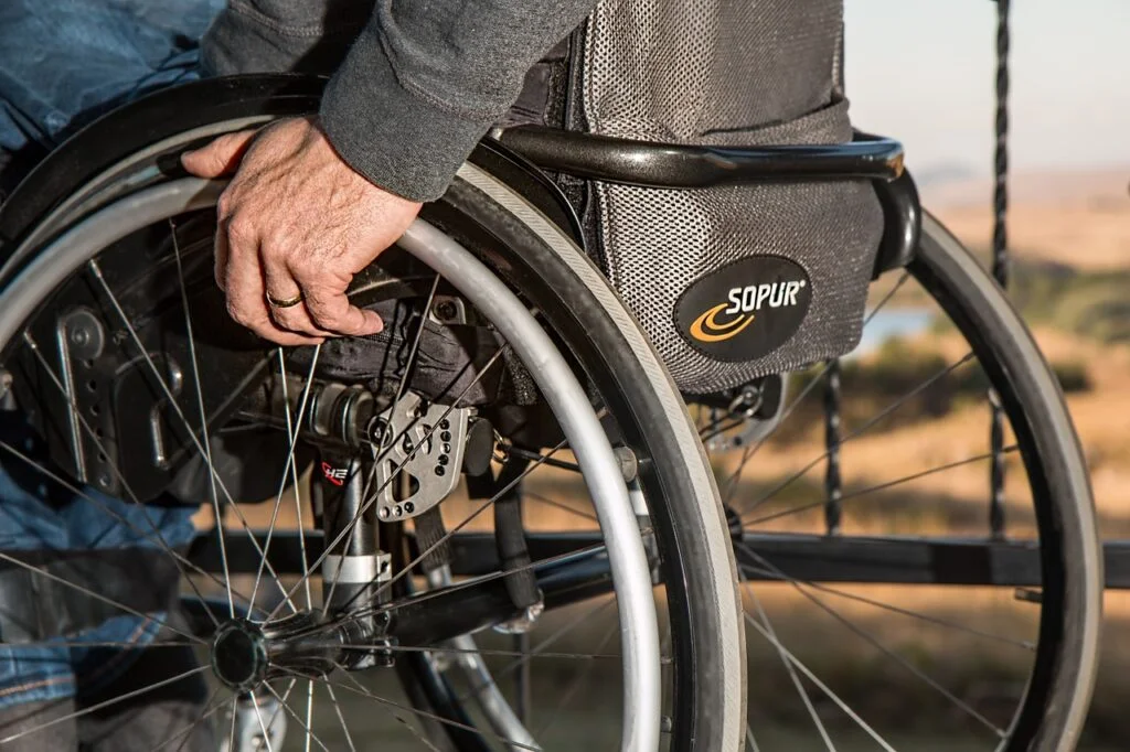 A man in a wheelchair