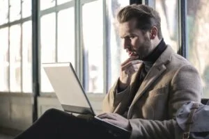 Man looking at computer.